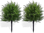 23.6" Artificial Cypress Topiary Christmas Tree with Spike, 2 Pack Faux Cedar Bushes UV Resistant Fake Shrubs for Front Porch Winter Decor (Cedar Topiary Ball Trees)