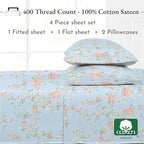 California Design Den Floral Pattern King Size Sheets Set - Luxury 400 Thread Count, Natural 100% Cotton Sateen, Deep Pocket King Sheets, Cooling and Durable Bedding Set - Antique Rose