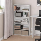 Furinno Basic Book Shelf, 5-Tier Bookshelf, Cube Storage Organizer Bookcase with Open Shelf, 7 x 24 x 44, for Living Room, Bedroom, Home Office, White