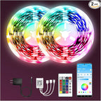 dalattin Led Lights for Bedroom 130ft(2 Rolls of 65.6ft), Led Lighting with Remote&App Control, Color Changing Led Lights for Room, RGB Led Strip Lights Music Sync, Home Decor, 24V Power Supply