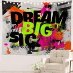 Batmerry Aim High Reach For Stars Tapestry, Be Ambitious Believe In Yourself Wall Art Hanging Decoration Polyester Fiber White Ruffled Around for Dorm Room Bedroom Living Room, 39.1x59.1 inches