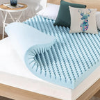 Best Price Mattress 4 Inch Egg Crate Memory Foam Mattress Topper with Cooling Gel Infusion, CertiPUR-US Certified, Twin, Dorm Essentials, Light Blue