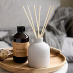 Craft & Kin Christmas Reed Diffuser for Home & Bathroom – Rose & Oud Holiday Reed Diffuser Set with Fragrance Sticks, Long-Lasting Alcohol-Free Scent, Earthenware Collection, 6.7oz