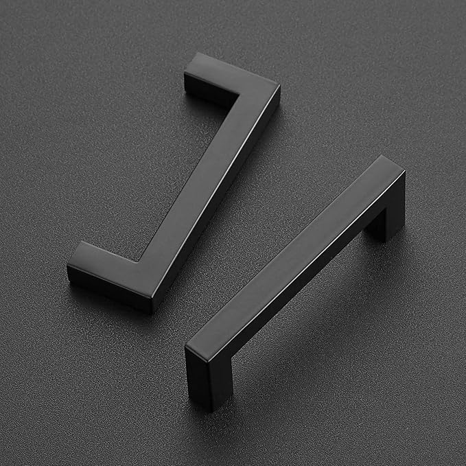 Ravinte 20 Pack Black Cabinet Pulls 3-3/4 Inch Square Kitchen Cabinet Handles Matte Black Kitchen Hardware for Drawer Pulls Drawer Handles Come with Screwdriver