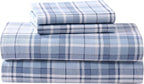Laura Ashley - Flannel Sheets Twin Size, Anti-Pilling & Wrinkle Resistant Cotton, Touchably Soft for All-Season Comfort - Bed Sheets with Matching Pillowcase & Fitted Sheet (Muholland Plaid Blue)