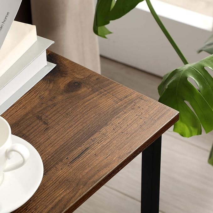 VASAGLE End Table Set of 2, 3-Tier Nightstands, Side Table for Small Space in Living Room, Bedroom, Steel Frame, Easy Assembly, 2-Pack, Chestnut Brown