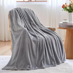 NEWCOSPLAY Super Soft Throw Blanket Grey Premium Silky Flannel Fleece Leaves Pattern Lightweight Bed Blanket All Season Use (Grey, Throw(50"x60"))