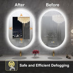 S'bagno 20x36 Inch Oval LED Mirror for Bathroom with Front and Backlight, Anti-Fog, 3 Colors Temperature & Dimmable, Bathroom Mirror with Lights with Memory Function, Waterproof, Shatter-Proof
