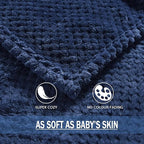 Exclusivo Mezcla Fleece Throw Blanket Extra Large, Super Soft and Warm Blankets for Couch, Sofa and Bed Waffle Textured, Cozy, Fuzzy and Lightweight (Navy Blue, 50x70 Inches)