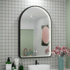 24x36 Inch Arched LED Mirror for Bathroom with Lights, Adjustable 3000K/4500K/6000K, Wall Mounted Black Frame Lighted Bathroom Vanity Mirror, Anti-Fog, Dimmable, Memory Function