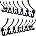 Dseap Coat Rack Wall Mount - 29.5” Long 8-Tri-Hooks Heavy Duty Coat Hanger Rail Wall Hooks for Hanging Coats Hats Clothing Clothes Purse Mudroom Entryway, White & Black, Pack of 2