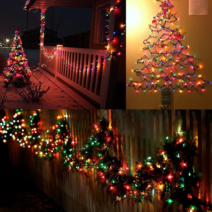 BrizLabs Multicolored Christmas Lights, 69.6ft 300 Count Connectable Christmas Tree Lights, 120V UL Certified Incandescent Light String, Mini Xmas Light for Indoor Xmas Holidays Home Decoration