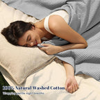 PHF 100% Cotton Waffle Weave Blanket Queen Size for Bed,Snag Proof Lightweight Breathable Moisture-Wicking Throw for Couch,Great for Layering in Cold Weather,Home Decor Gift-Light Grey