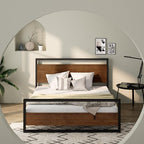 ZINUS Suzanne Bamboo and Metal Platform Bed Frame with Footboard, Wood Slat Support, No Box Spring Needed, Easy Assembly, King