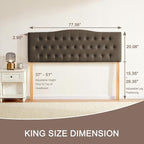 Tufted Upholstered Headboard King Size, Sturdy and Durable Solid Wood Bed headboard, Fabric Headboard Adjustable Height from 37” to 51”, Modern Button Diamond Design Head Board, Chocolate