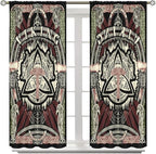 Viking Curtains Nordic Mythology Rune Weapon Antique Viking Pirate Crow Art Pattern Printed Curtains Bedroom Living Room Decoration Blackout Curtains W55 * L63 Inch