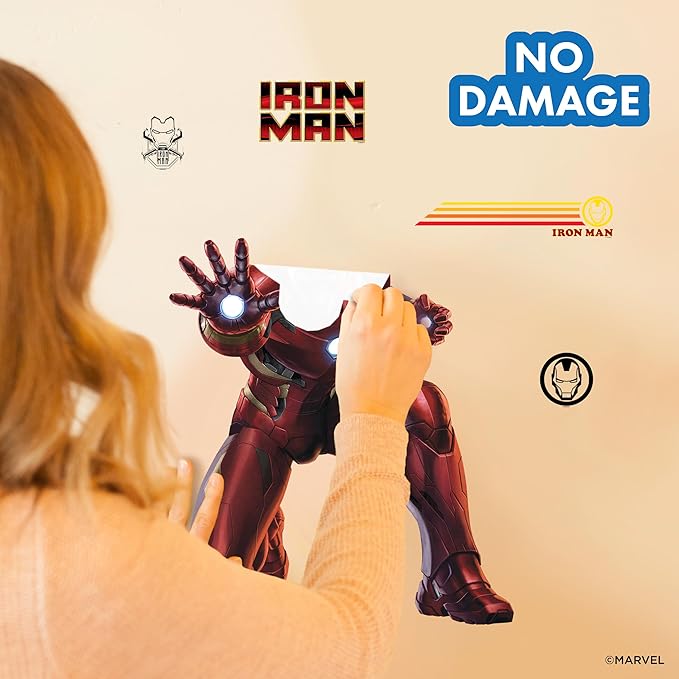 Marvel Iron Man Wall Decals - 22" Avengers Removable Vinyl Stickers for Kids Bedroom Playroom Bathroom - Peel and Stick Room Décor