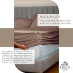 Linen Home 100% Cotton Percale Sheets Twin Size, Taupe, Deep Pocket, 3 Pieces Set - 1 Flat, 1 Deep Pocket Fitted Sheet and 1 Pillowcase, Crisp Cool and Strong Bed Linen