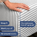 Full 6 Piece Sheet Set - Comfy Breathable & Cooling - Soft Hotel Luxury Bedding Set with 8-16 Inch Deep Pockets - 1 Flat & 1 Fitted Sheet & 4 Pillowcases - Wrinkle Free & Easy Care - Grey Stripes 2