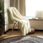Tuddrom Decorative Extra Soft Faux Fur Blanket Twin Size 70" x 78",Solid Reversible Fuzzy Long Hair Shaggy Fluffy Cozy Plush Fleece Comfy Microfiber Blanket for Couch Sofa Bed,Light Yellow