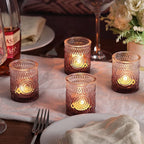 12pcs Purple Votive Candle Holder, Glass Tea Lights Candle Holders for Wedding Table Centerpieces, Birthday Parties and Home Decor