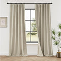 KangBang Extra Wide Blackout Curtains for Living Room Track System, Faux Linen Back Tab Loop Pocket Pleated Floor to Ceiling Drapes for Sliding Patio Door(2 Panels, 60Wx108L, Linen)