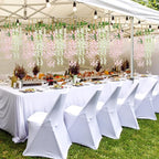 Giegxin 36 Pcs Artificial Wisteria Hanging Flowers 3.6 ft Artificial Fake Wisteria Vine Rattan Hanging Garland Silk Flowers String for Wall Home Wedding Party Greenery Decorations (Pink,White)