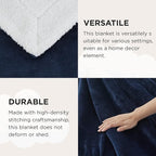 Bedsure GentleSoft Sherpa Fleece Throw Blanket Twin Size for Couch - Thick and Warm Throw for Women and Men, Soft Fuzzy Plush Twin Blanket for Winter, Navy, 60x80 Inches