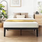 Mellow Naturalista Classic 16 Inch Solid Wood Platform Bed with Wooden Slats, Black, Full