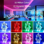KEELIXIN LED Lights Music Sync RGB LED Strip Lights with APP & Remote Control (50ft)