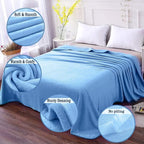 Soft Travel Size Throw for All Season Warm Fuzzy Microplush Lightweight Thermal Fleece Summer Autumn Fall Winter Spring Blankets for Bed Couch Sofa,50x60 Inches,Washed Blue