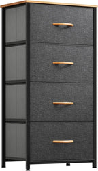 YITAHOME Storage Tower with 4 Drawers - Fabric Dresser, Organizer Unit for Bedroom, Living Room, Closets - Sturdy Steel Frame, Easy Pull Fabric Bins & Wooden Top