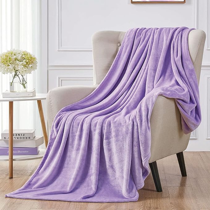 Walensee Fleece Blanket Plush Throw Fuzzy Lightweight (XL-Twin Size 66x90 Lavender) Super Soft Microfiber Flannel Blankets for Couch, Bed, Sofa Ultra Luxurious Warm and Cozy for All Seasons