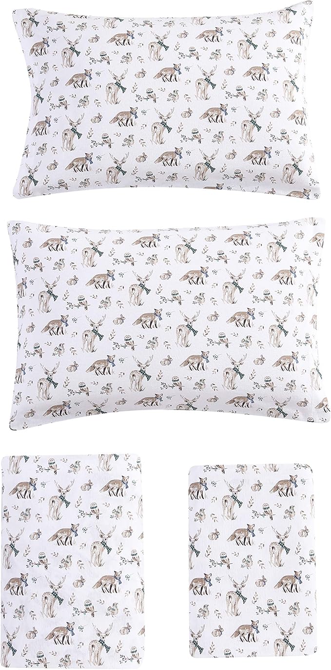 Eddie Bauer - Full Sheets, Cotton Flannel Bedding Set, Brushed For Extra Softness, Cozy Home Decor (Woodland Friends, Full)
