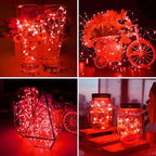 ZGWJ 24 Pack Fairy Lights Battery Operated, 7ft 20 Mini LED Fairy String Lights Silver Wire 3 Modes for DIY, Parties, Wedding, Bedroom, Halloween Christmas Decoration Red