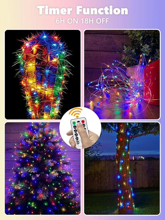 3 Pack Fairy Lights Battery Operated with Remote Control Timer, 26 FT 80 LED String Lights Outdoor Indoor, 8 Mode Twinkle Lights for Christmas Party Wedding Birthday Bedroom Decoration (Multicolor)