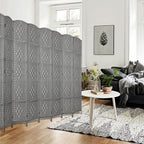 Rose Home Fashion 6 ft Tall Room Divider, Room Dividers and Folding Privacy Screens, 15.7in Privacy Screen 8 Panel Partition Temporary Wall Separation for Private, Grey