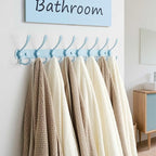 Dseap Coat Rack Wall Mount - 29.5” Long 8-Tri-Hooks Heavy Duty Coat Hanger Rail Wall Hooks for Hanging Coats Hats Clothing Clothes Purse Mudroom Entryway, Blue