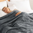 Exclusivo Mezcla Plush Fuzzy Fleece Bed Blanket Twin Size, Super Soft, Fluffy and Warm Blankets, Suitable for All Seasons (Dark Grey, 90x66 Inches)