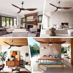 reiga 52 Inch ETL Listed High CFM Quiet DC Motor Smart Ceiling Fans with Lights Remote Control, Indoor 3 Blade Modern Ceiling Fan for Living Room Bedroom Farmhouse
