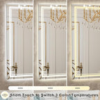 36''x24'' Lighted Mirrors for Bathroom Wall Backlit + Front Lit, Rectangular LED Bathroom Mirror Frameless with Lights Anti Fog, Dimmable, 3 Colors,Tempered Glass, Shatter-Proof (Color 1,)