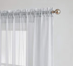 LINENZONE Pair of 2 Rod Pocket Short Window Treatments. Great Farmhouse Style Sheer Curtains for Living Room, Bedroom, Dining Room, Patio or Canopy Bed. (Amazing Sheers - 56" W x 40" L, Silver)