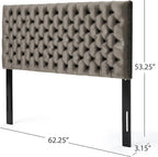 Christopher Knight Home Jezebel Velvet Headboard, Queen / Full, Grey / Black Steel