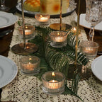 18 pcs Clear Tealight Candle Holders with 18PCS Tealights Candles, Glass Votive Candle Holders Set for Table Centerpiece, Home Decor and Party Supplies