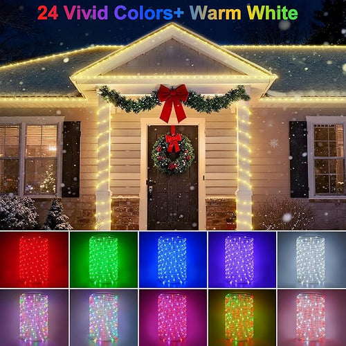 300 LED Rope Lights Outdoor String Lights Plug in, 100ft Warm White & Color Changing Christmas Lights Outdoor, Fairy Lights with Remote, Rope Lighting Waterproof for Garden Balcony(Not Connectable)