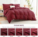 HYMOKEGE Burgundy Twin XL Comforter Set Seersucker 5 Pieces, All Season Luxury Bed in a Bag for Bedroom, Bedding Set with Comforter, Sheets, Pillowcase & Sham