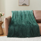 NEWCOSPLAY Super Soft Throw Blanket Ombre Forest Green Premium Silky Flannel Fleece Leaves Pattern Lightweight Bed Blanket All Season Use (Ombre Forest Green, Throw(50"x60"))