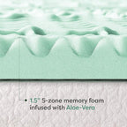 Mellow 1.5 Inch 5-Zone Memory Foam Mattress Topper, Calming Aloe Infusion, Dorm Essentials, Twin