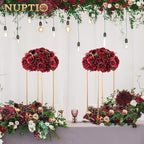 NUPTIO Flower Balls for Wedding Centrepieces - 10 Pcs 15.7 inch Diam Large Burgundy Artificial Flowers Roses Ball Fake Flower Arrangement Bouquet Faux Rose for Wedding Party Centrepiece Decorations