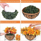Waipfaru Artificial Fake Fall Hanging Mums Plants Flowers Basket for Outdoor, Faux Mums Floral Hanging Plant in Hang Planter Look Real UV Resistant for Porch Patio Balcony Yard Outdoor Decor (1Pcs)